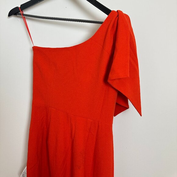DRESS THE POPULATION Tiffany One-Shoulder Midi Dress in Poppy Size Small NWT - Picture 10 of 12